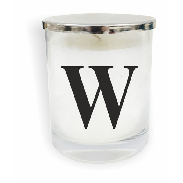 Бяла и черна свещ от стъкло с монограм W - North Carolina Scandinavian Home Decors