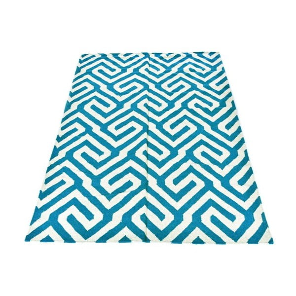 Vlněný koberec Geometry Modern Turquoise, 160x230 cm