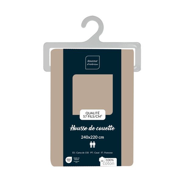 Бежова двойна/удължена памучна олекотена завивка 240x220 cm Lina – douceur d'intérieur-image-2