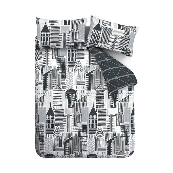Черно и сиво спално бельо , 135 x 200 cm Citylife - Catherine Lansfield