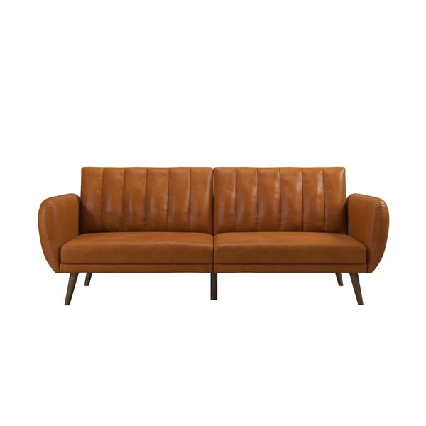 Оранжев разтегателен диван в имитация на кожа 207 cm Brittany - Novogratz