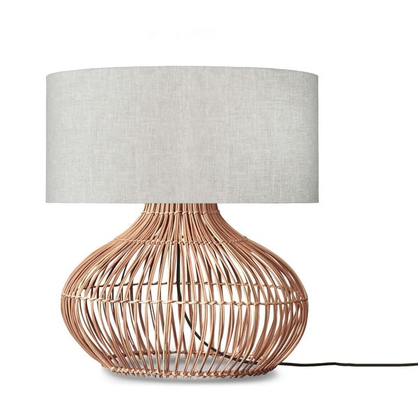 Настолна лампа с текстилен абажур в кремав и естествен цвят (височина 60 cm) Kalahari - Good&Mojo