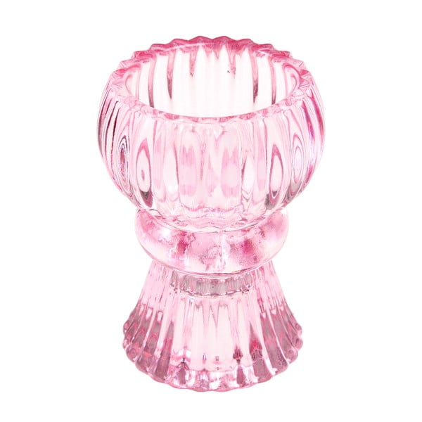Нисък розов стъклен свещник - Rex London