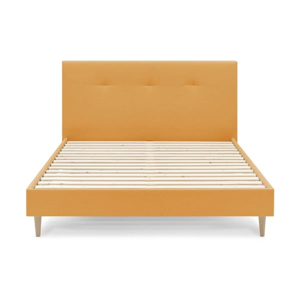 Тапицирано двойно легло с решетка 160x200 см в цвят горчица Tory - Bobochic Paris-image-1