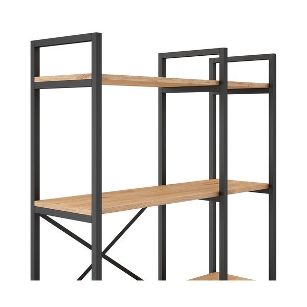 Рафт от черен/естествен дъб 87,5x175 cm Dusan - Marckeric-image-4