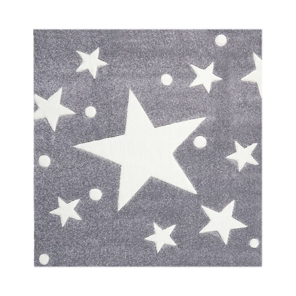 Šedý dětský koberec Happy Rugs Star Constellation 140x140 cm