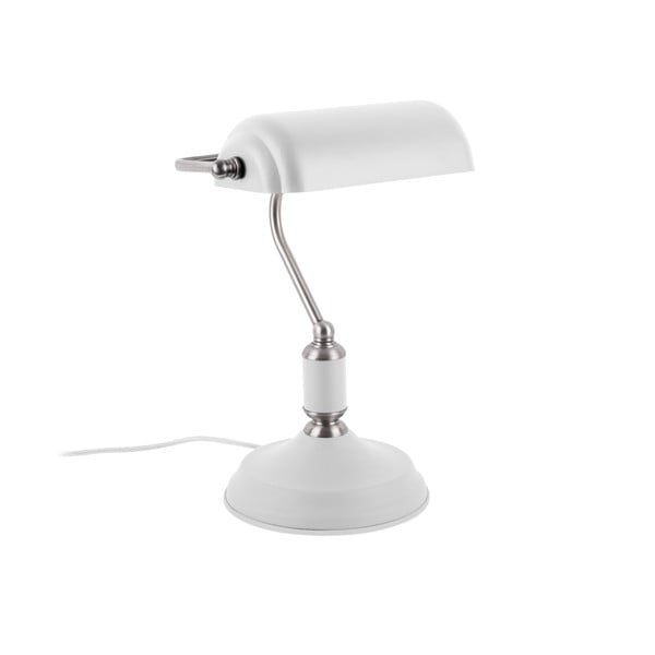 Бяла настолна лампа със сребърни детайли Bank - Leitmotiv