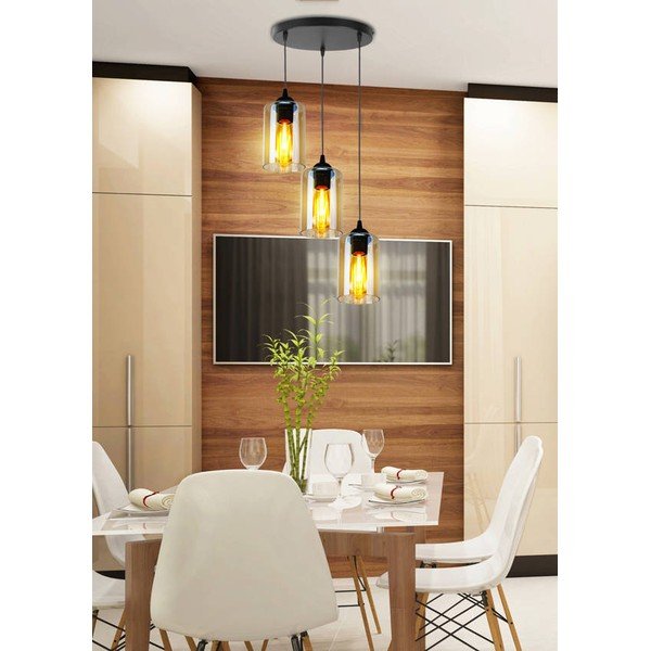 Черно висящо осветително тяло със стъклен абажур Bistro - Candellux Lighting-image-2