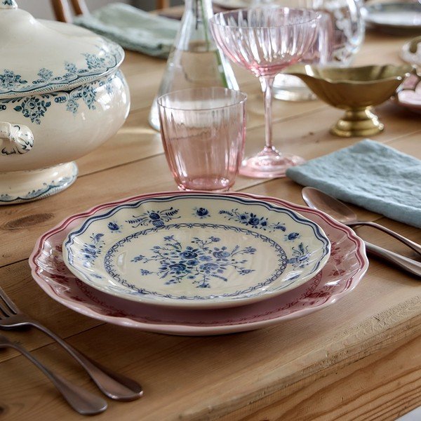 Синя/бежова десертна глинена чиния ø 21 cm Vila – Costa Nova-image-4