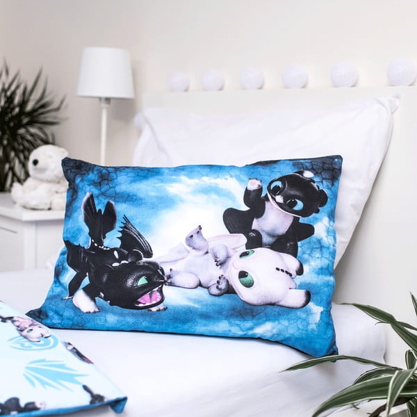 Синьо  памучно детско спално бельо 100x135 cm How to Train Your Dragon "Babies" – Jerry Fabrics-image-3