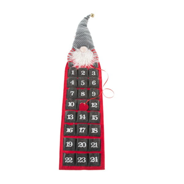 Сив и червен текстилен календар за предстоящи празници , височина 75 см - Dakls