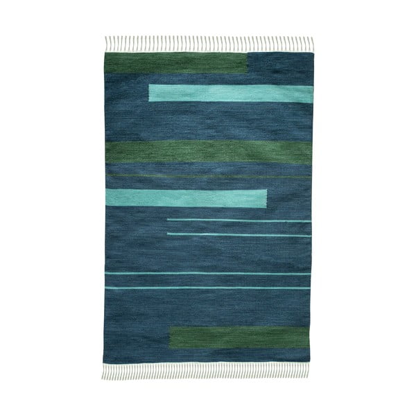 Тъмносин двустранен килим за открито, изработен от рециклирана пластмаса , 90 x 150 cm Marlin - Green Decore