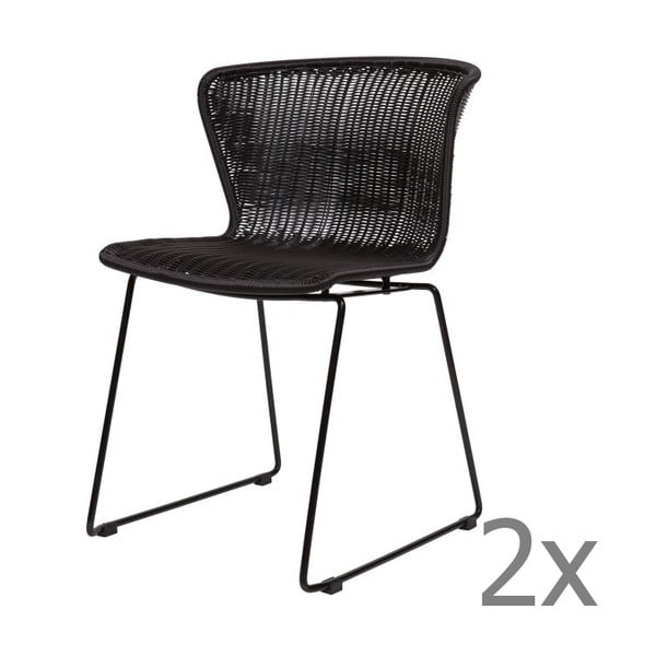 Комплект от 2 черни стола, подходящи за вътрешно и външно ползване WOOOD Wings