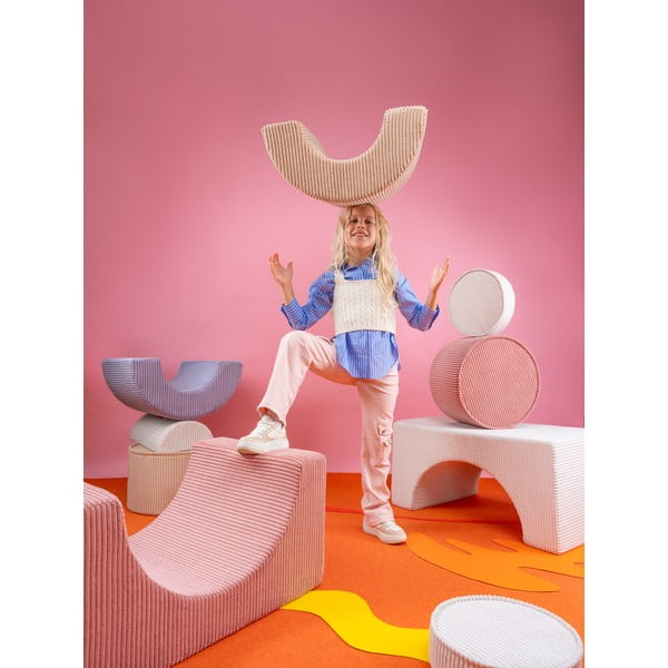 Розово велурено игрище от пяна 75x49x37 cm Rainbow Montessori – Wigiwama-image-4