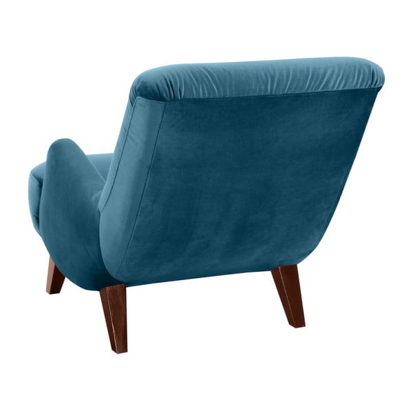 Петролно син фотьойл с кафяви крака от велур Brandford - Max Winzer-image-2