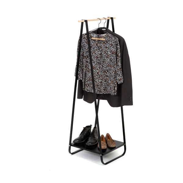 Черен стелаж за дрехи с рафт Portant Blanc - Compactor-image-3