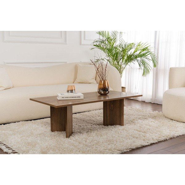 Тъмнокафява масичка за кафе с орехов декор 60x119 cm Sabin – Kalune Design-image-1