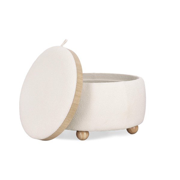 Кремава табуретка от прежда с примки от букле Irisha – Bizzotto-image-3