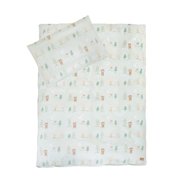 Светлозелено памучно детско спално бельо за детско креватче 100x135 cm Woodland Buddies – Roba-image-2