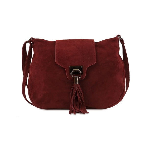 Чанта Pexine от кожа набук в цвят бордо - Infinitif