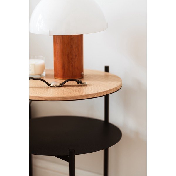 Черно/в естествен цвят нощно шкафче с дъбов плот Tu – noo.ma-image-3