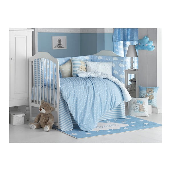 Синьо бебешко памучно спално бельо за единично легло с чаршаф Mike & Co. НЮ ЙОРК Карино, 100 x 150 cm - Mike & Co. NEW YORK