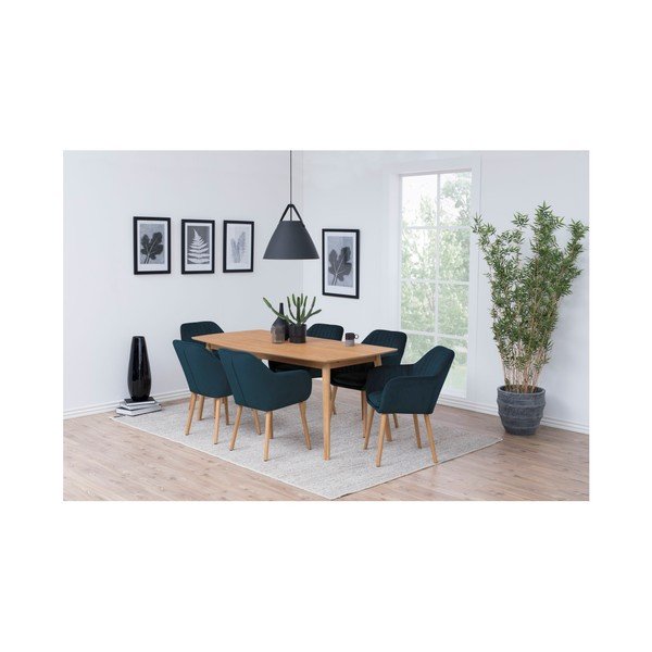 Тъмносин тапициран трапезен стол с подлакътници Emilia – Actona-image-1