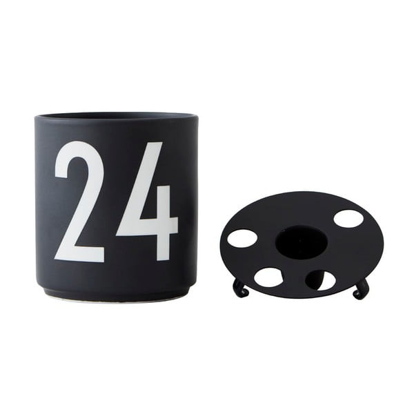 Черен порцеланов свещник - Design Letters-image-2