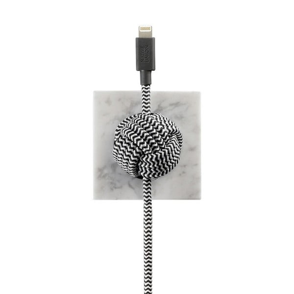 Комплект от мраморна подложка и кабел за зареждане с мълния за iPhone Нощен кабел, дължина 3 м - Native Union