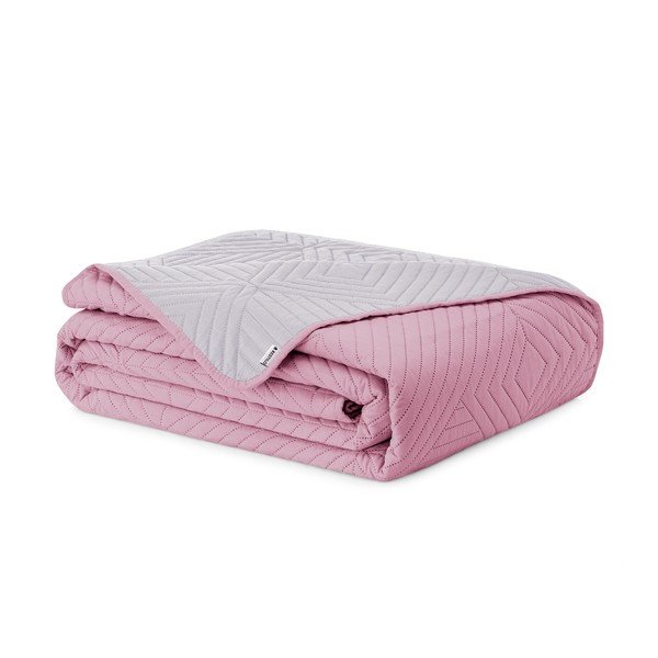 Розово/светлосиво капитонирано покривало за легло от микрофибър 240x260 cm Softa – Restilo