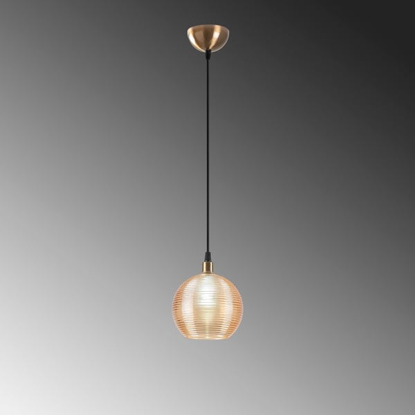 Жълта охра и златисто висящо осветително тяло със стъклен абажур ø 15 cm Muzo – Opviq lights-image-4