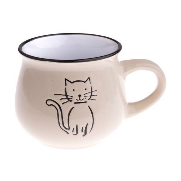 Бежова керамична чаша с изображение на котка , обем 0,2 л - Dakls