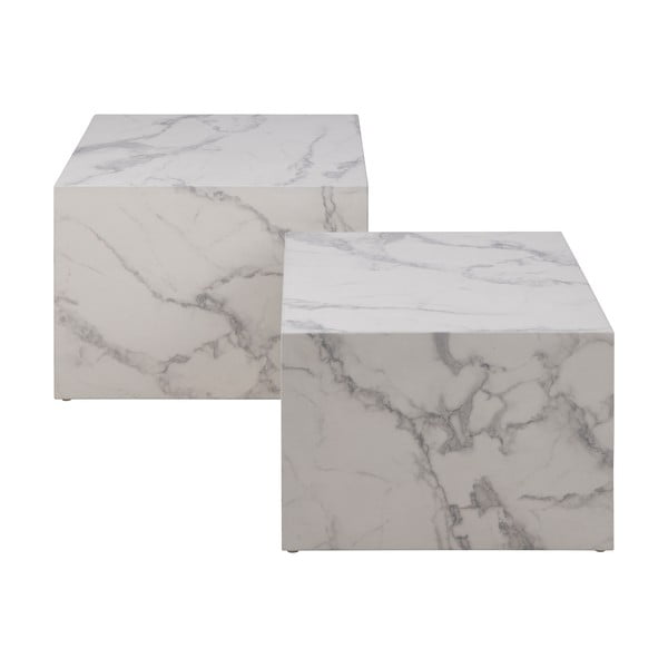 Бели масички за кафе в комплект от 2 бр. от декор от мрамор 58x58 cm Dice – Actona-image-4