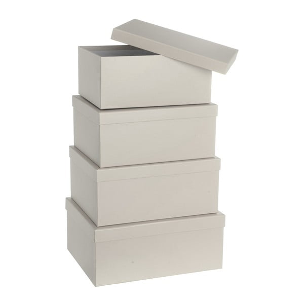 Картонени кутии за съхранение в комплект от 10 броя с капак Greige - Casa Selección