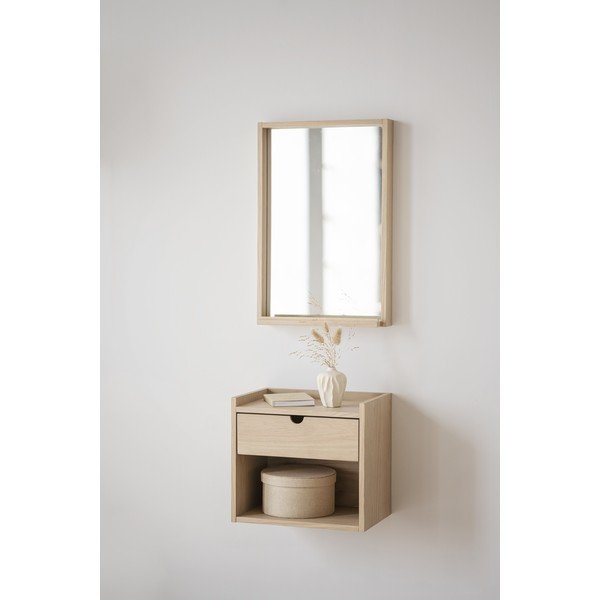 Висящо нощно шкафче с рафтове, изработено от дъбова дървесина в естествен цвят Hillmond - Rowico-image-1