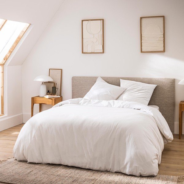 Бяло двойно /удължено 3 части памучно спално бельо 240x220 cm Meline – douceur d'intérieur
