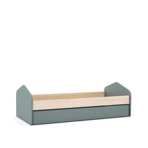 Детско легло 90x200 cm от декор от бор разтегателно с място за съхранение с включена подматрачна рамка в естествен цвят/сиво-зелено Estefania – Marckeric-image-3