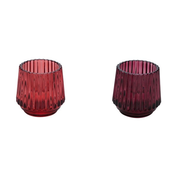 Комплект от 2 червени стъклени свещника за чаена свещ , ø 7 см - Ego Dekor