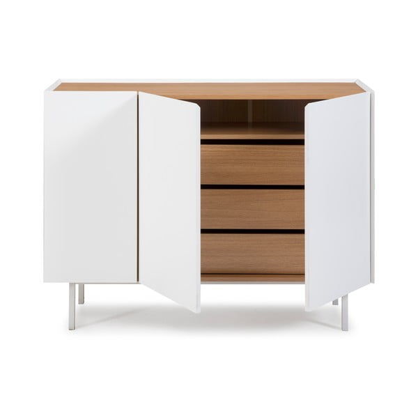 Бял нисък скрин от декор от дъб  110x85 cm Arista – Teulat-image-3