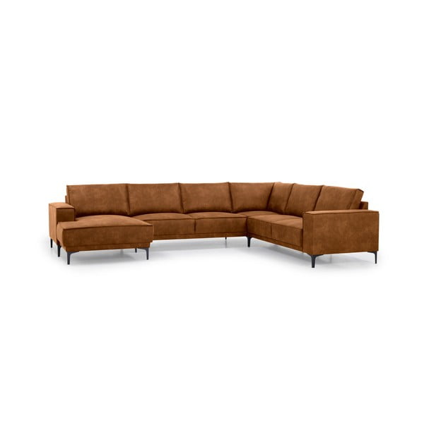 Кафяв ъглов диван от изкуствена кожа (ляв ъгъл/"U") Copenhagen - Scandic-image-2