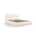 Кремаво двойно тапицирано легло с място за съхранение с включена подматрачна рамка 160x200 cm Bellis – Micadoni Home