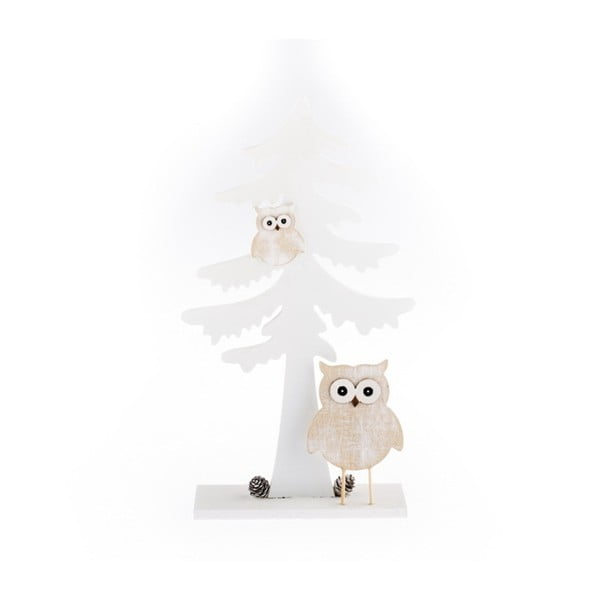 Бяла дървена декорация за дървото Owly - Dakls