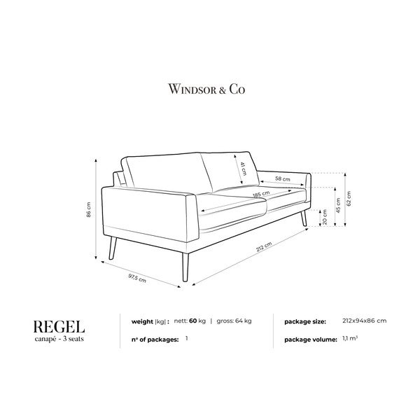 Světle šedá trojmístná pohovka Windsor & Co Sofas Rigel-image-4