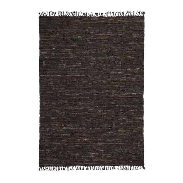 Tmavě hnědý kožený koberec Kayoom Rajpur, 70x190cm