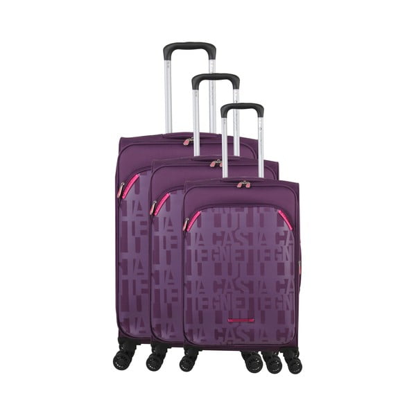 Комплект от 3 лилави багажа на 4 колела Lulucastagnette Bellatrice - LULUCASTAGNETTE