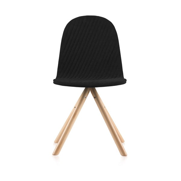 Černá židle s přírodními nohami Iker Mannequin Stripe