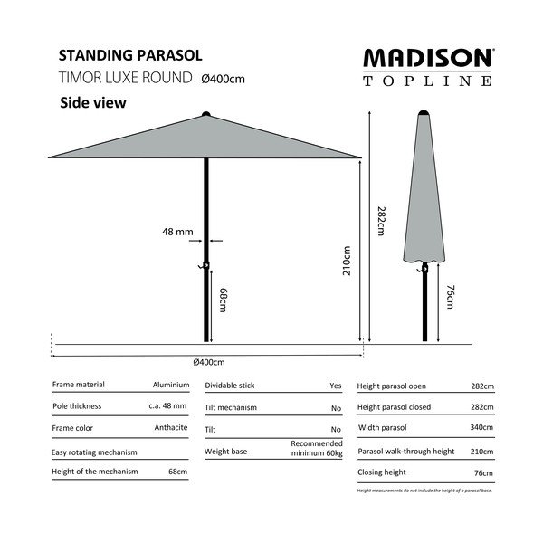 Зелен чадър ø 400 cm Timor - Madison-image-1