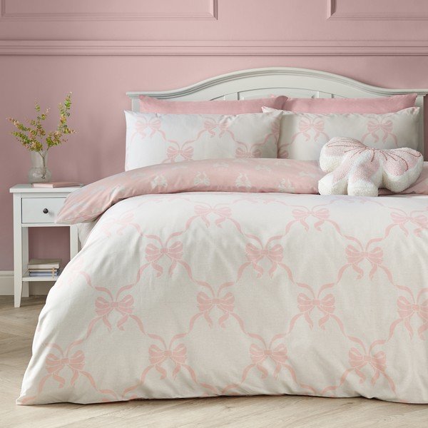 Розово единично  спално бельо 135x200 cm Pretty Bows – Catherine Lansfield-image-4
