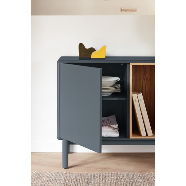 Тъмно сив нисък скрин с чекмеджета 137x76 cm Corvo - Teulat-image-1