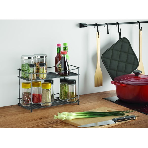 Черен двуетажен шкаф за подправки Lava - Metaltex-image-1